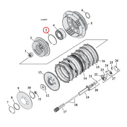 Retaining ring, clutch bearing 90-99 B.T. TC 91-03 Dyna 91-22 XL 08-12 XR1200 (NU)