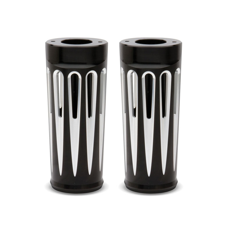 Arlen Ness, Głęboko Wycięte osłony widelca +2". Czarny kontrastowo obrabiany 14-23 Touring