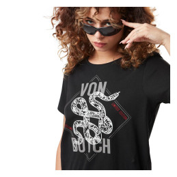 Тениска с принт змия черна жени XS Von Dutch