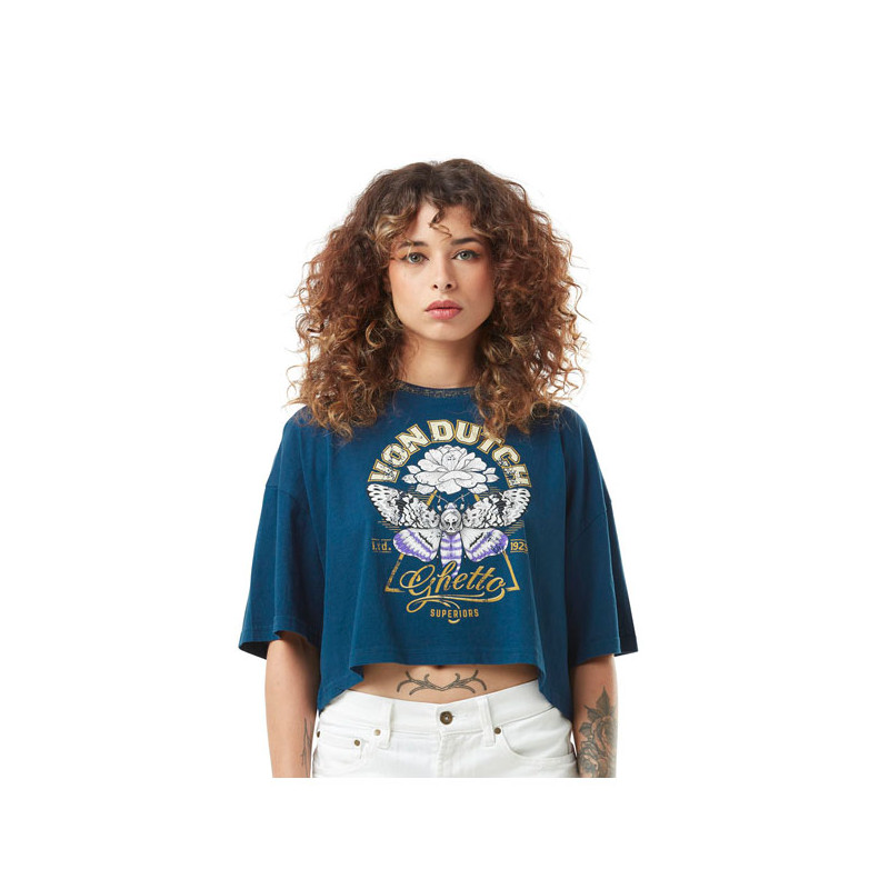 Tricou Crop Top Von Dutch albastru pentru femei S