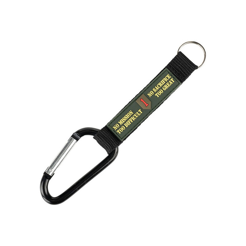 Army Surplus No Mission/Sacrifice carabiner hook Total lengt of key ring including carabiner: 18 cm. Carabiner: 8 x 4 cm 