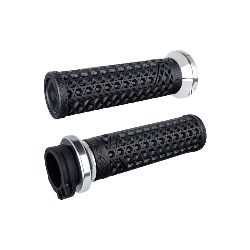 ODI, V-TWIN Lock-On GRIPS VANS Signature, Cable. Silver 74-22 H-D with single or dual throttle cables (excl. Street) (NU)