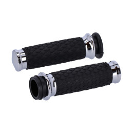 Avon grip set, Diamond Contour Air SS. Domed. Chrome 08-23 H-D with e-throttle (excl. 2023 FLHXSE 18-21 FLTRXSE Pan America RA &