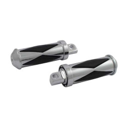 Diamond footpegs, large diameter. Male mount. Chrome Traditional H-D male mount