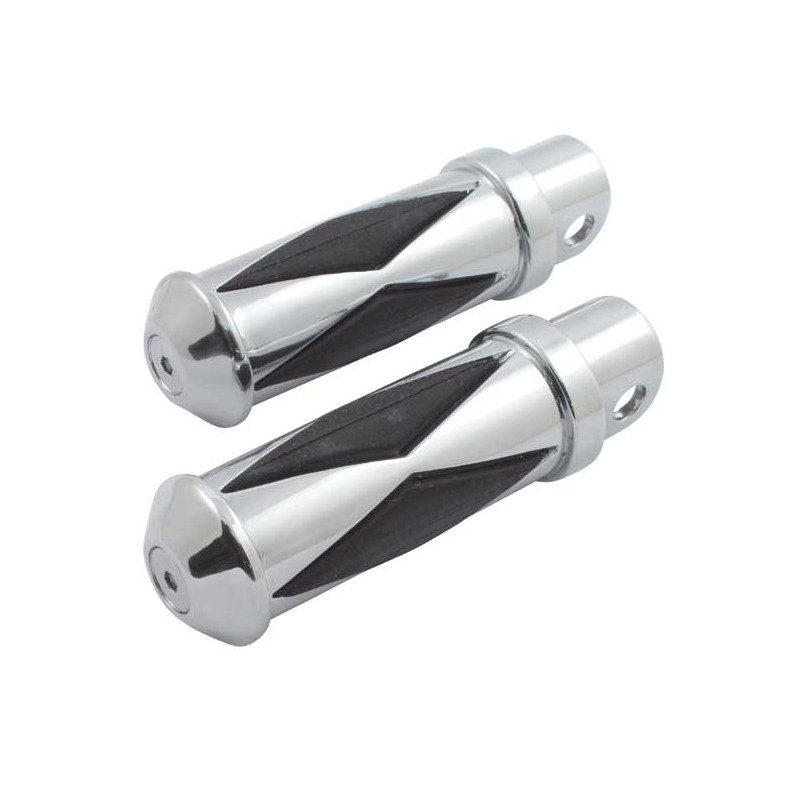 Diamond footpegs, large diameter. Female mount. Chrome Female mount