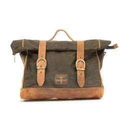 Longride, Old Chopper waxed cotton saddlebag. Khaki Universal