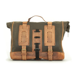 Longride, Old Chopper waxed cotton saddlebag. Khaki Universal