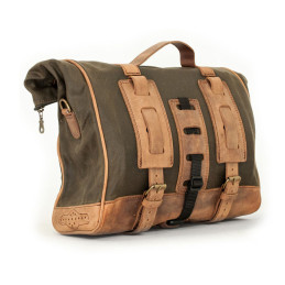 Longride, Old Chopper waxed cotton saddlebag. Khaki Universal