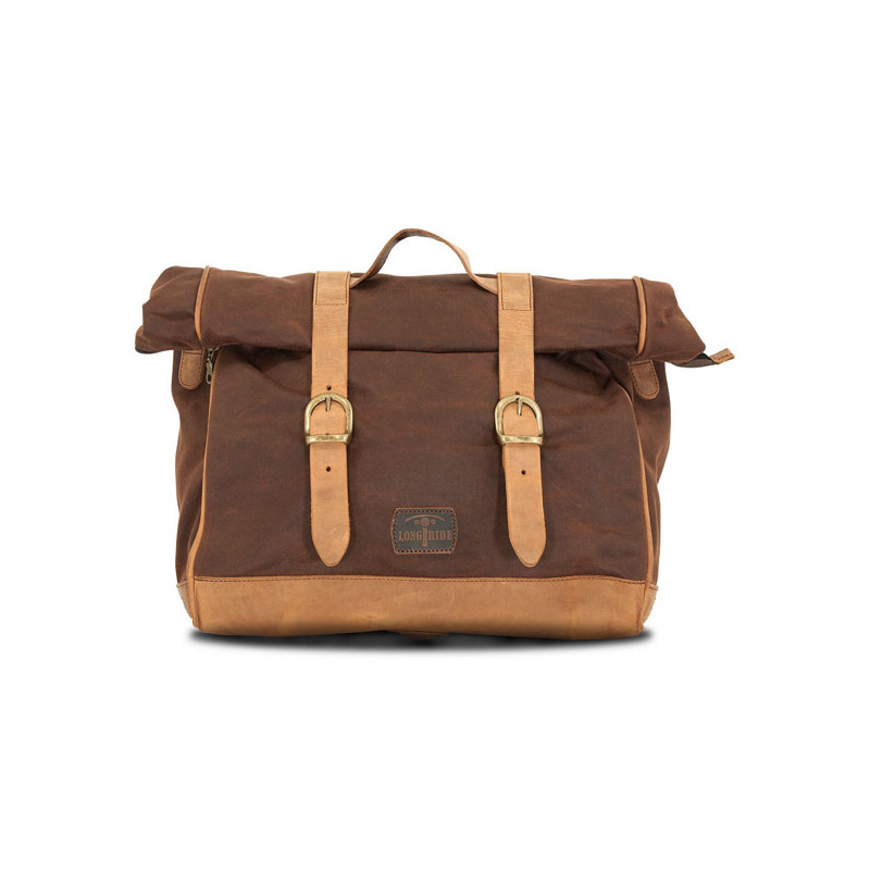 Longride, Old Chopper waxed cotton saddlebag. Marron Brown Royal Enfield: Interceptor 650 Royal Enfield Continental GT 650 Moto 