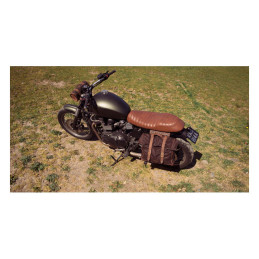 Longride, Old Chopper waxed cotton saddlebag. Marron Brown Royal Enfield: Interceptor 650 Royal Enfield Continental GT 650 Moto 