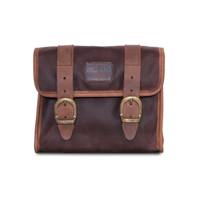 Torba siodłowa z mini woskowanej bawełny Longride. Brąz marron