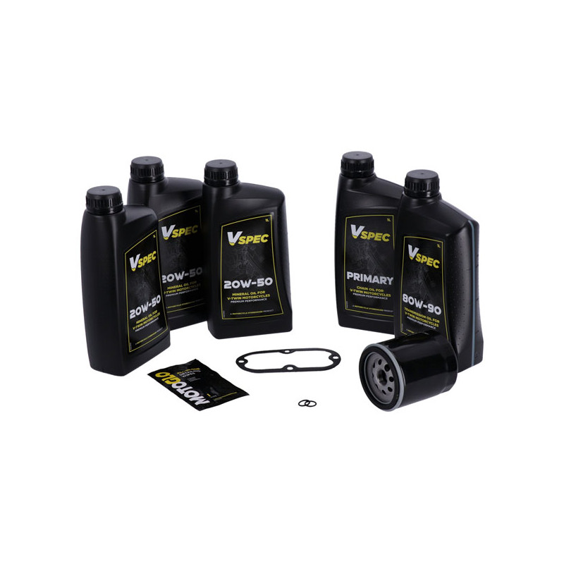 Zestaw serwisowy do motocykla MCS, Big Oil. Olej mineralny. Czarny filtr 99-06 Softail 99-05 Dyna (tylko dla modelu i rocznika)