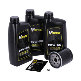 MCS, engine oil service kit. 20W50 Synthetic 84-99 Softail 87-94 FXR model 86-20 XL Sportster