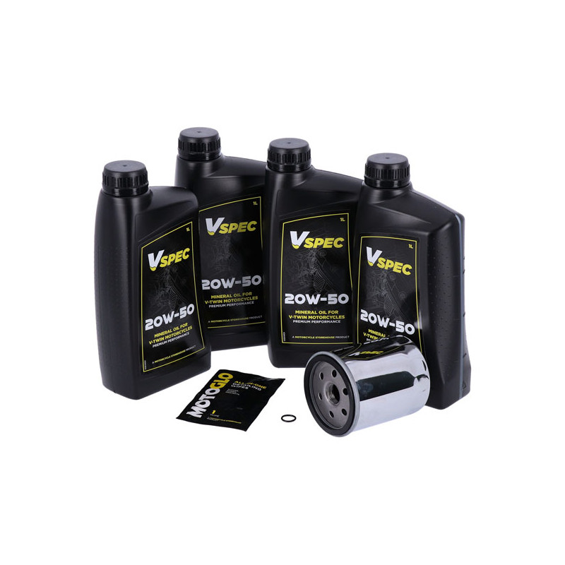 MCS, engine oil service kit. Chrome. 4L. 20W50 Mineral 86-98 FLT/Touring (NU)