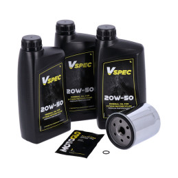 MCS, engine oil service kit. 20W50 Mineral 84-98 Softail 87-94 FXR model 86-22 XL Sportster (NU)