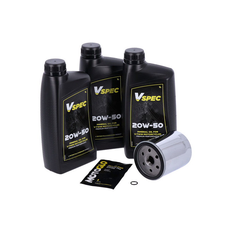 MCS, engine oil service kit. 20W50 Mineral 84-98 Softail 87-94 FXR model 86-22 XL Sportster (NU)