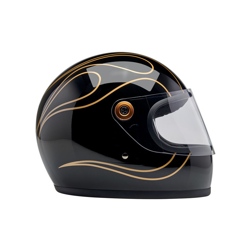 Casco Biltwell Gringo S negro brillante con llamas