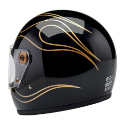 Casco Biltwell Gringo S negro brillante con llamas