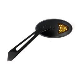 LED Cateye turn signal mirror set. Black, amber front lens 65-UP H-D