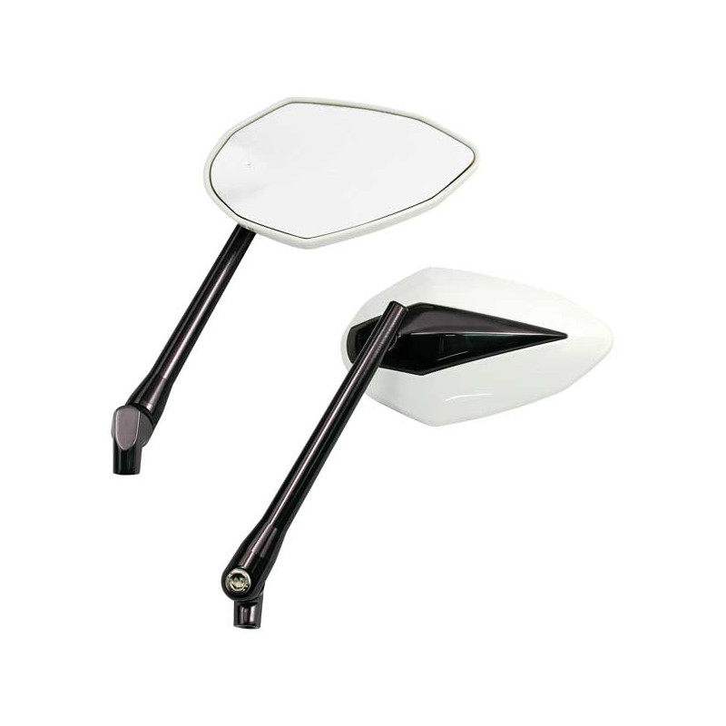 Double Deuce mirror set. White head & gray anodized stem 