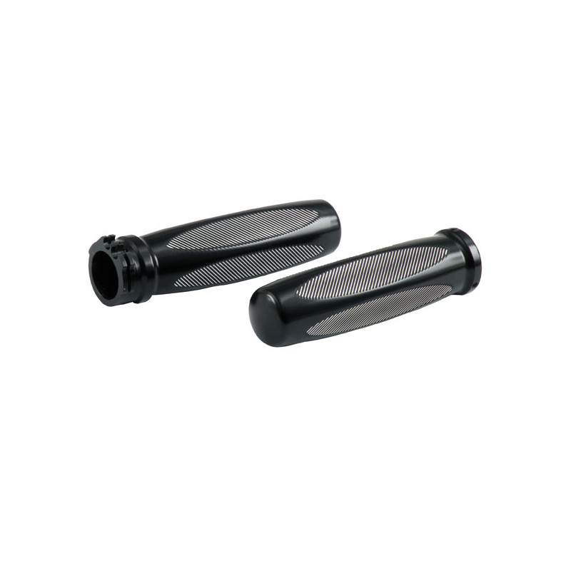 'CPV, zestaw chwytów kierownicy z żebrowanym wzorem. Czarny 74-22 H-D z pojedynczą lub podwójną linką przepustnicy (z wyłączenie