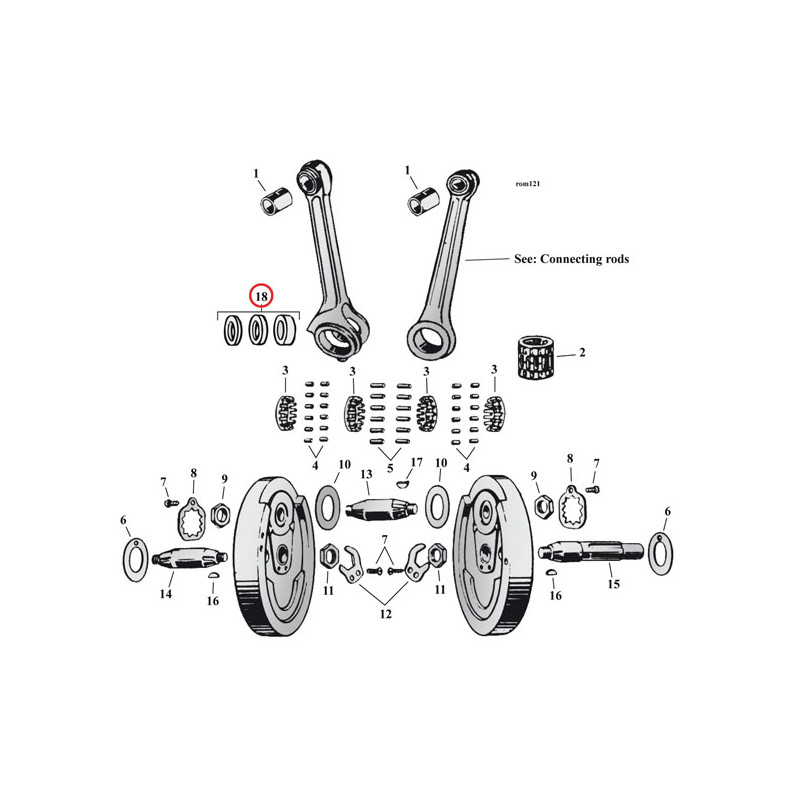 Set de rulmenți pentru biele 29-73 45" Flathead