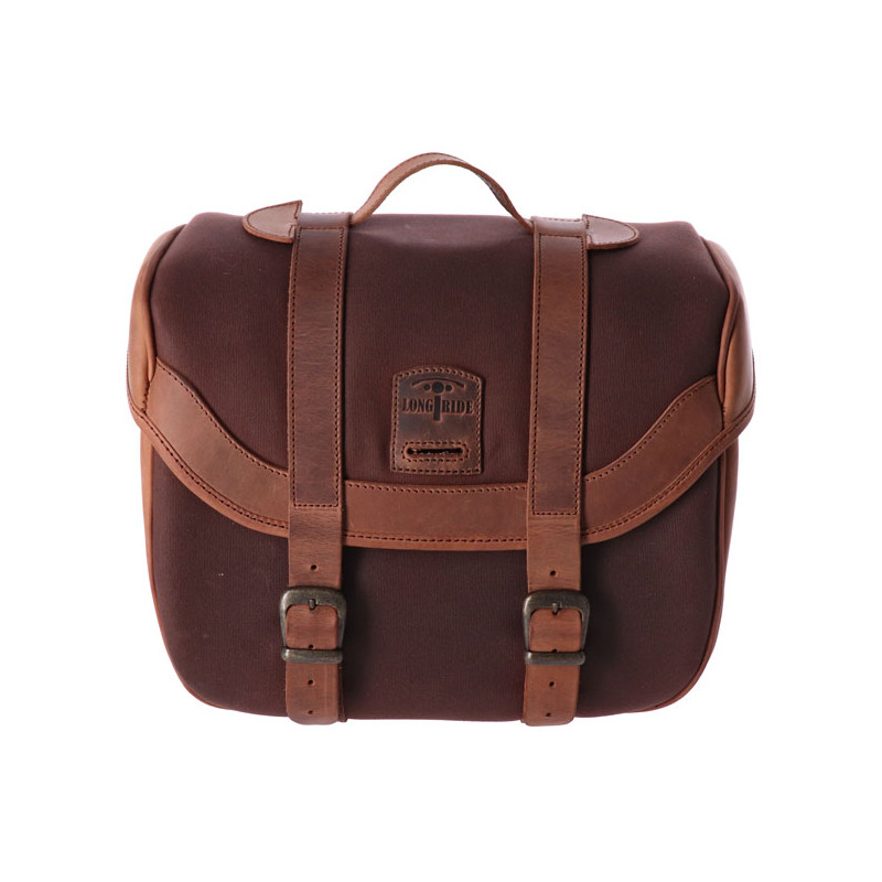 Torba siodłowa z woskowanej bawełny Longride Retro do modeli klasycznych. Brązowa Uniwersalna