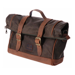 Sakwa motocyklowa typu click-on do motocykla Old Chopper, wykonana z woskowanej bawełny. Kolor khaki. Uniwersalna.