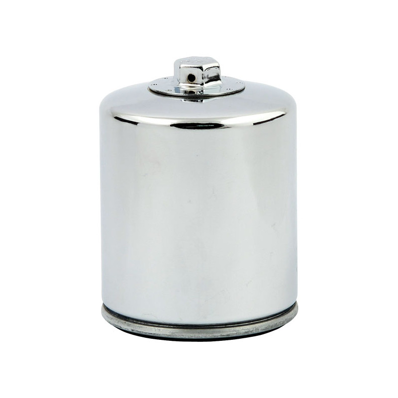 K&N, spin-on oil filter, with top nut. Chrome 1999 Softail 99-17 Twin Cam 17-20 M8 (NU)