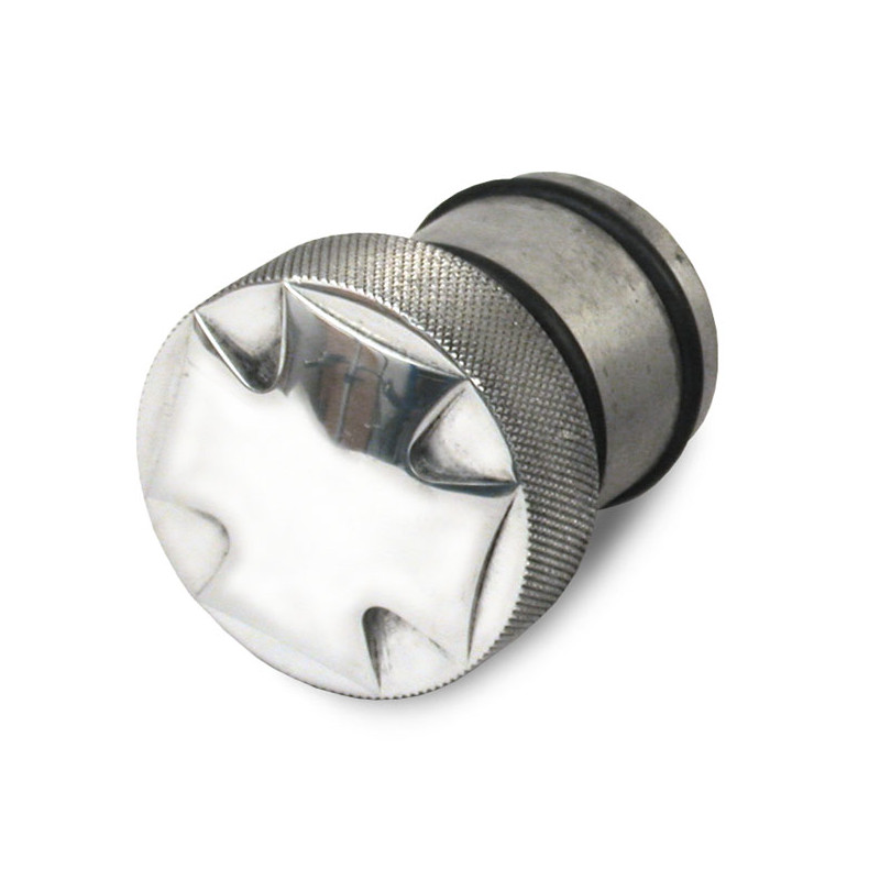 Korek wlewu oleju do zbiornika CPV, aluminiowy, krzyż maltański 65-84 B.T. & zbiorniki custom