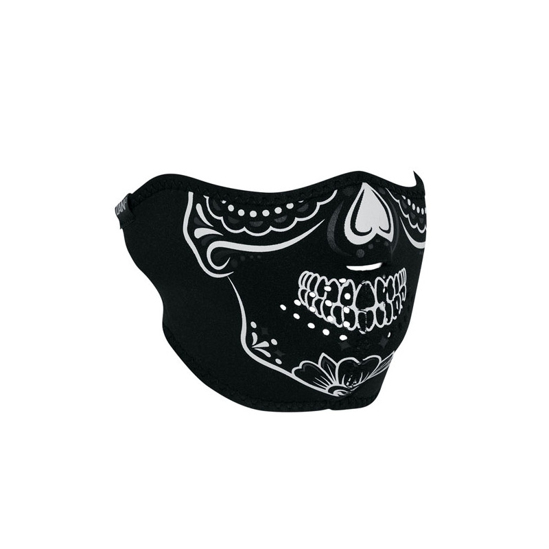 Maska neoprenowa ZANheadgear Calavera świecąca w ciemności, półmaska uniwersalna