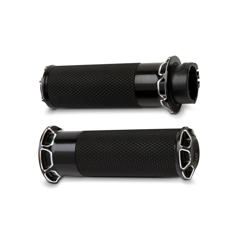 Chwyty Arlen Ness Fusion billet czarne 74-21 H-D z pojedynczą lub podwójną linką przepustnicy (z wyłączeniem Street)