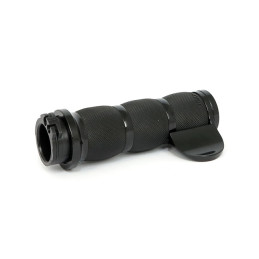 Avon throttle assist end cap Air Cushion, black anodized 96-22 H-D with dual throttle cables (excl. Street) (NU)