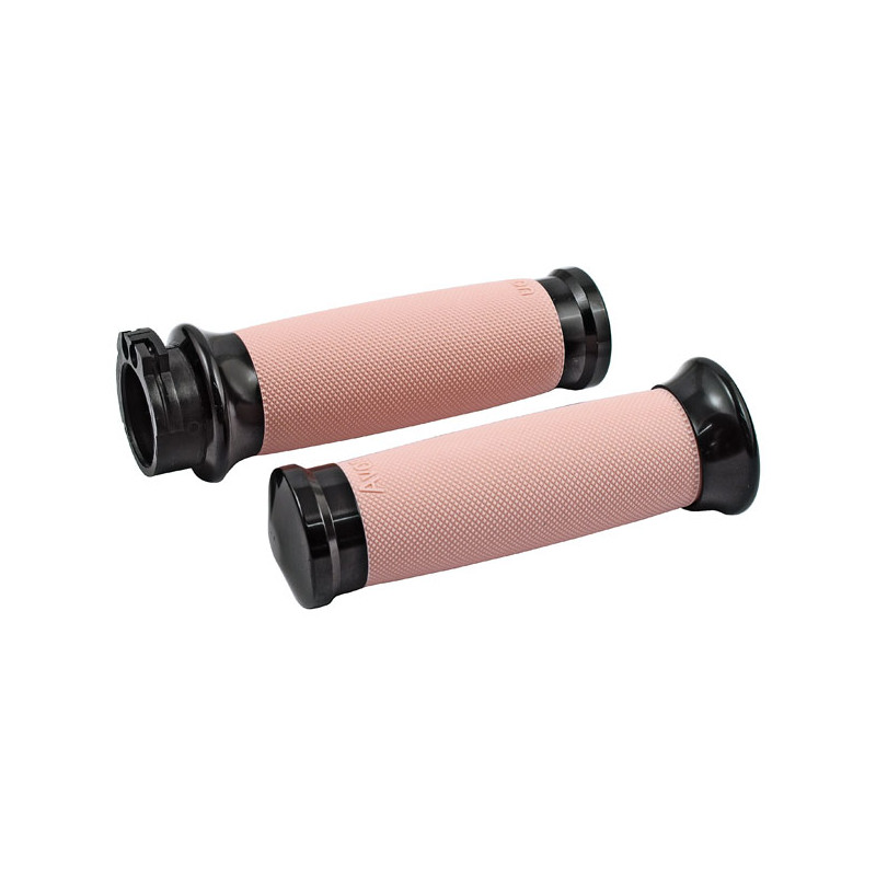 Avon Custom Contour grips, black anodized/pink 08-23 H-D with e-throttle (excl. 2023 FLHXSE 18-21 FLTRXSE RA Pan America & RH Sp