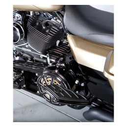 PM Contour passenger floorboards, black 86-24 FLT/Touring 86-24 FL Softail (excl. FXFB FXFBS FXDRS) 06-17(NU)Dyna. Models with p