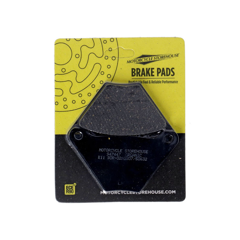 MCS, brake pads front & rear. Organic Front: 1973 XL FX 72-84 FL.  Rear: 73-80 FL 73-83 FX.