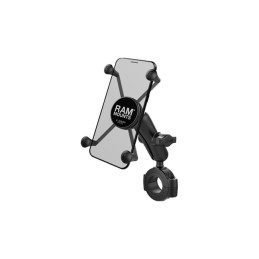 RAM Mounts, X-Grip Phone mount Torque rail base. Large phone For 1.125" (28.5 mm) to 1.5" (38.1mm) handlebars 