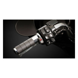 KOSO, Titan-X heated grip set. Chrome 96-22 H-D with dual throttle cables (excl. Street) (NU)
