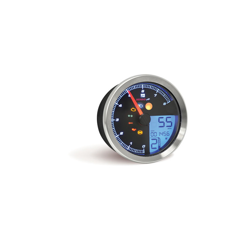 KOSO, HD-01-04 95mm speedometer / tachometer. Silver 04-11 Dyna 04-13 XL(NU)