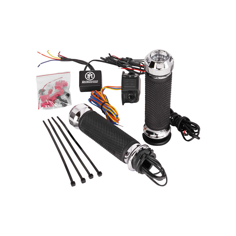 PM, Apex heated grips. Chrome 96-22 H-D with dual throttle cables (excl. Street) (NU)