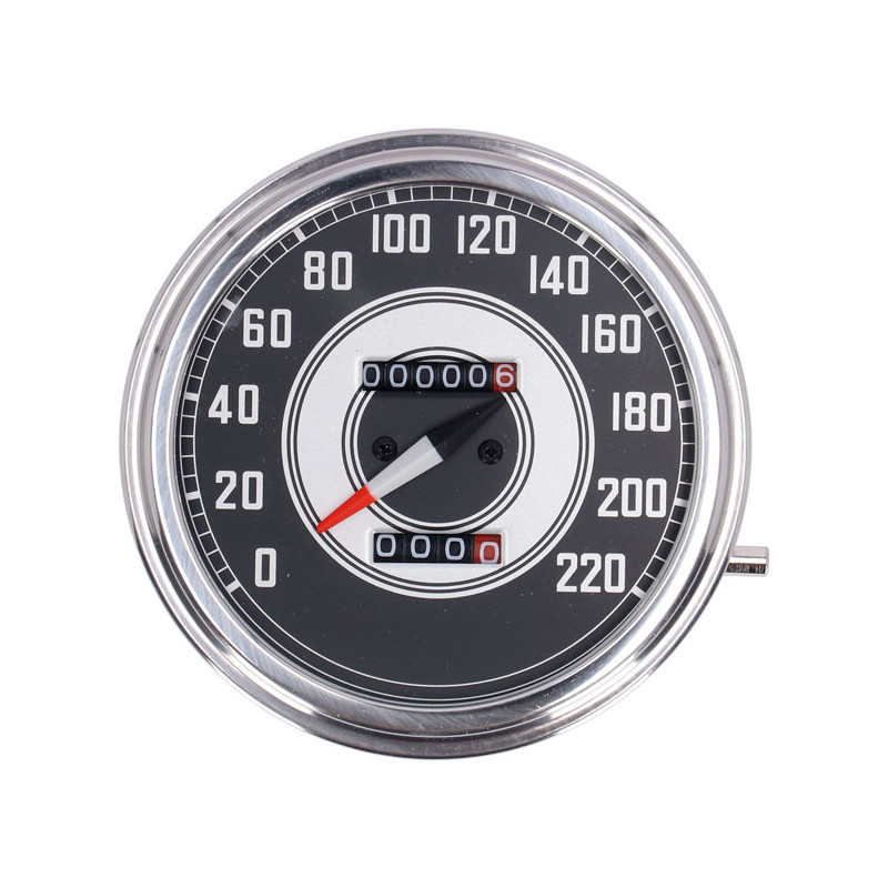 FL speedometer, 41-45 face, silver/black. 1:1 KMH 