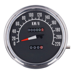 FL speedometer, 74-84 face, black. 2:1 KMH 