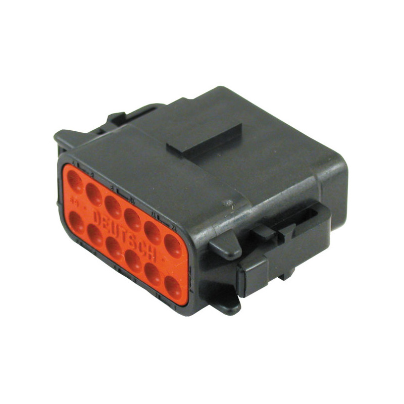 Wtyk NAMZ z złączem Deutsch DTM. Czarny, wtyk, 12-pinowy