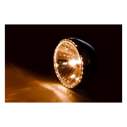 Reno II 7" H4 headlamp. With halo ring. Chrome 