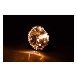 Reflektor Renault II 7" H4. Z pierścieniem halo. Czarny