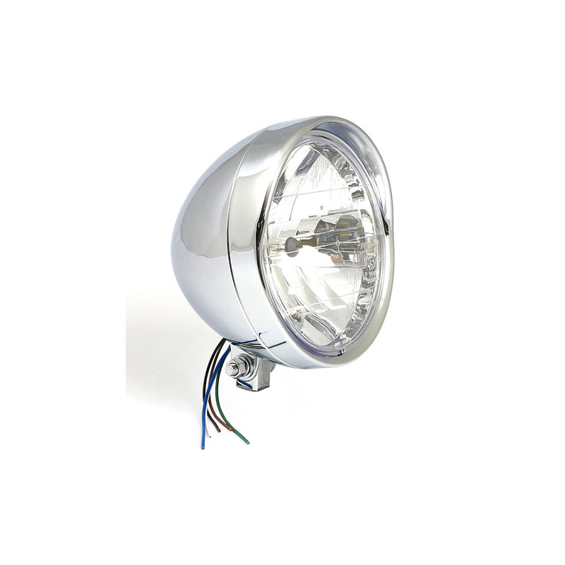 Cruiser 6-1/2" H4 headlamp. Bottom mount. Chrome 