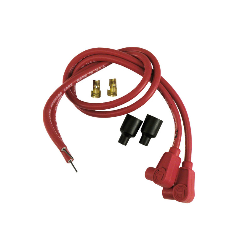 Taylor, 8mm carbon core univ. spark plug wire set. Red Electronic ignitions with pre-Twin style coils