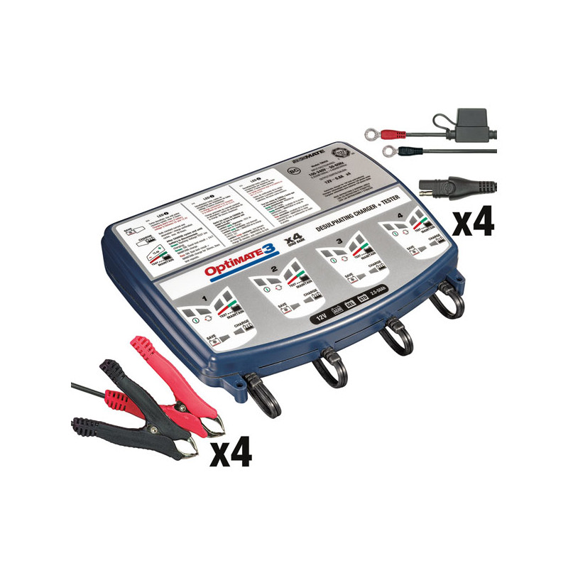 Tecmate OptiMATE, 3 x 4-bank 12V battery charger Universal