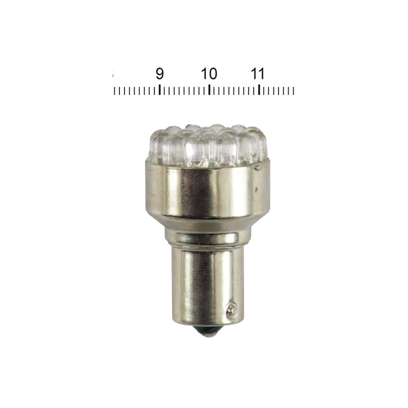 Turn signal LED bulb, BAY15S socket. Amber light emitting 