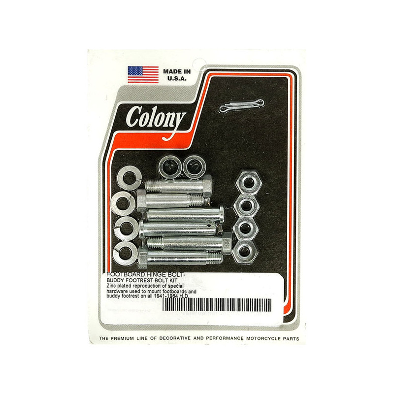 Colony, floorboard and passenger peg mount kit. Zinc 41-64 H-D (NU)